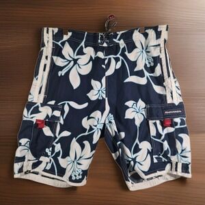 Y2K Abercrombie & Fitch Mens M Floral Cargo Board Shorts 2002 Swim Trunks A&F